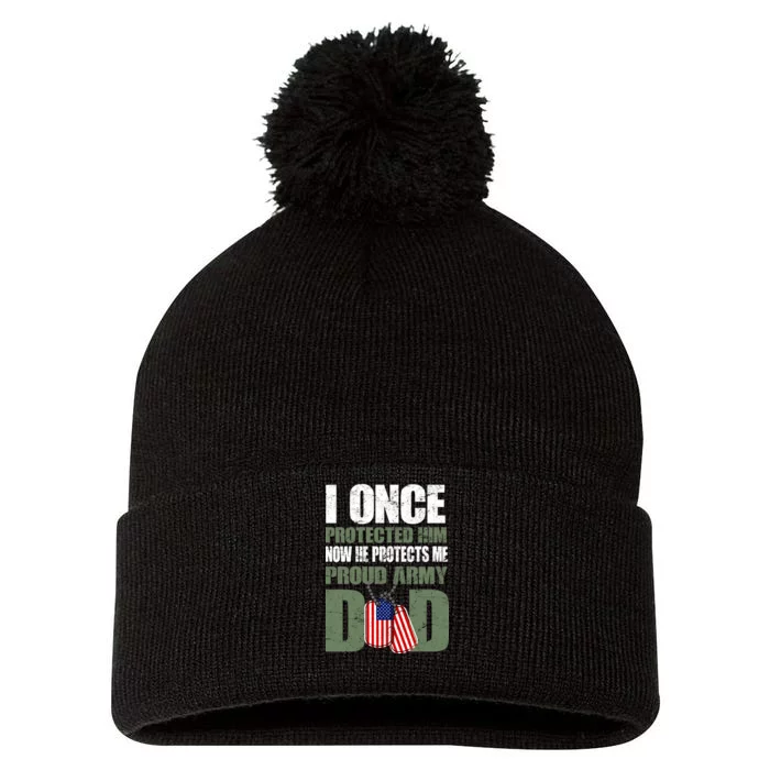 Proud Army Dad Of An American Soldier Pom Pom 12in Knit Beanie