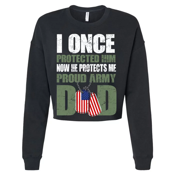 Proud Army Dad Of An American Soldier Cropped Pullover Crew