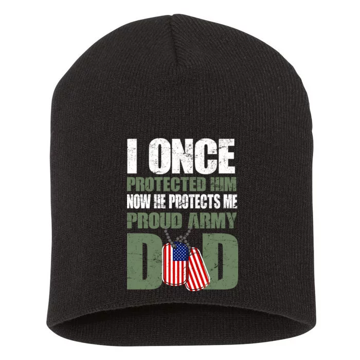 Proud Army Dad Of An American Soldier Short Acrylic Beanie