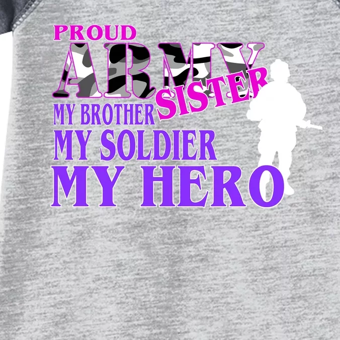 Proud Army Sister My Brother Soldier Hero Infant Baby Jersey Bodysuit