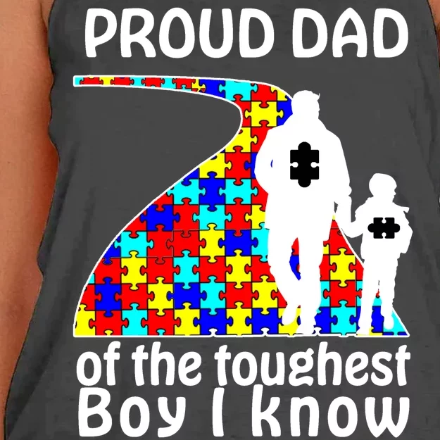 Proud Autism Dad Of The Toughest Boy I Know Women's Knotted Racerback Tank