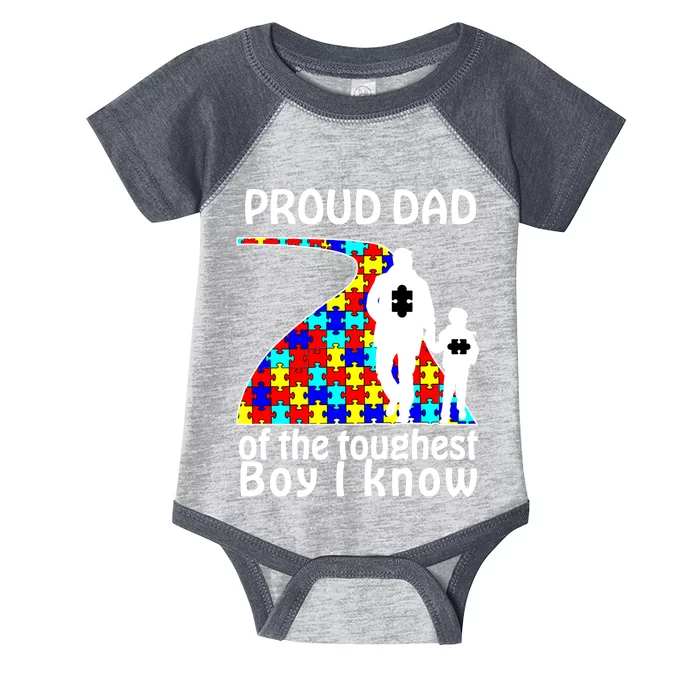 Proud Autism Dad Of The Toughest Boy I Know Infant Baby Jersey Bodysuit