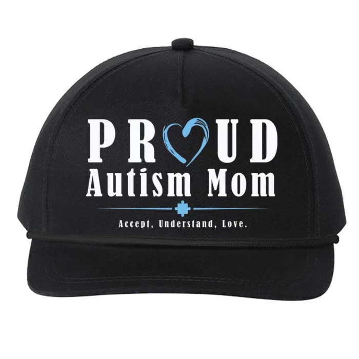 Proud Autism Mom Accept Understand Love Snapback Five-Panel Rope Hat