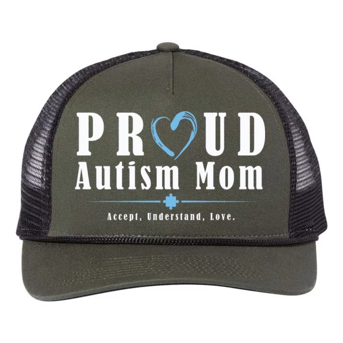 Proud Autism Mom Accept Understand Love Retro Rope Trucker Hat Cap