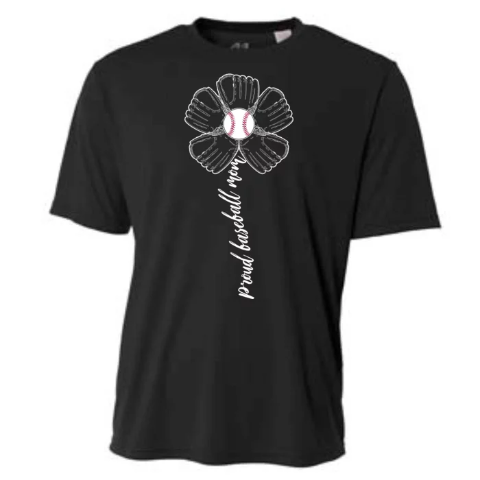 Proud Baseball Mom Flower Cooling Performance Crew T-Shirt