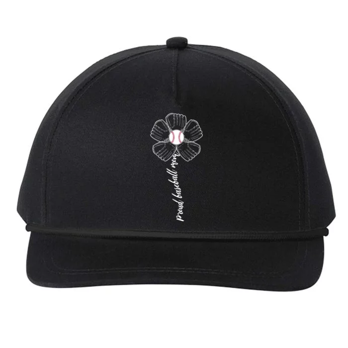 Proud Baseball Mom Flower Snapback Five-Panel Rope Hat