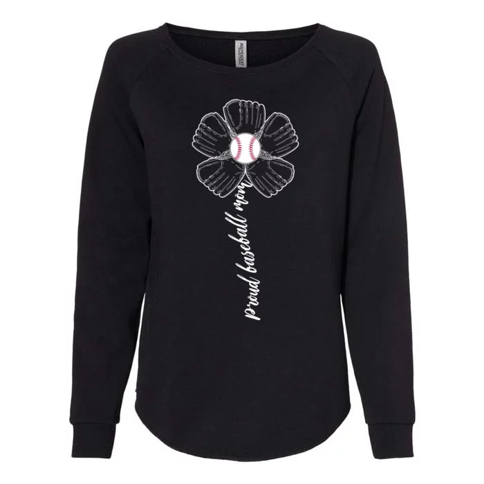 Proud Baseball Mom Flower Womens California Wash Sweatshirt