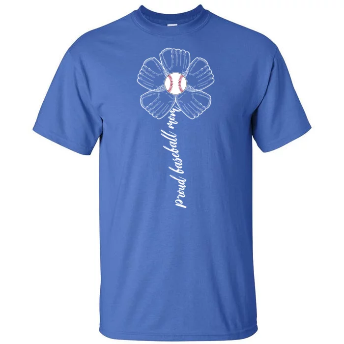 Proud Baseball Mom Flower Tall T-Shirt