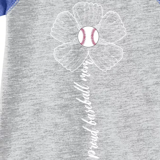 Proud Baseball Mom Flower Infant Baby Jersey Bodysuit