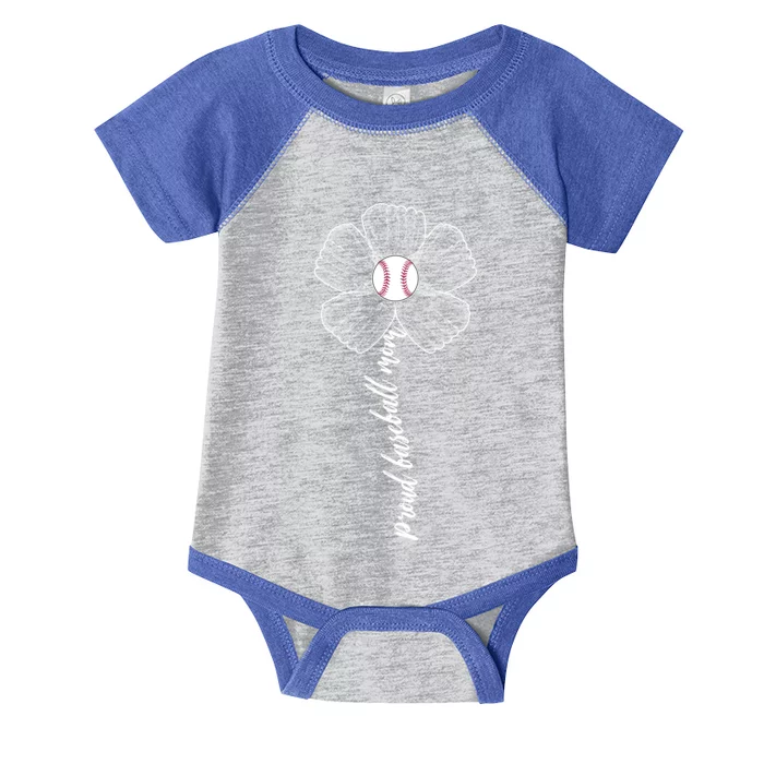 Proud Baseball Mom Flower Infant Baby Jersey Bodysuit