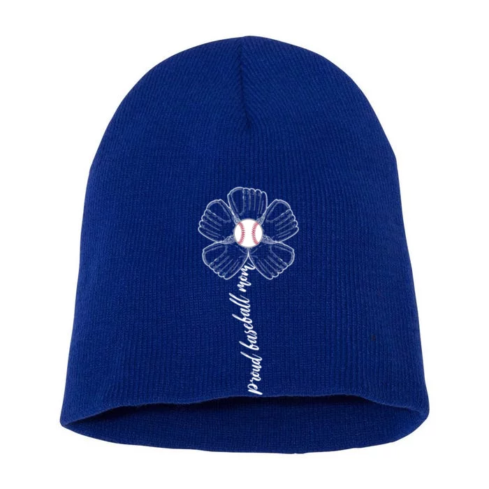 Proud Baseball Mom Flower Short Acrylic Beanie