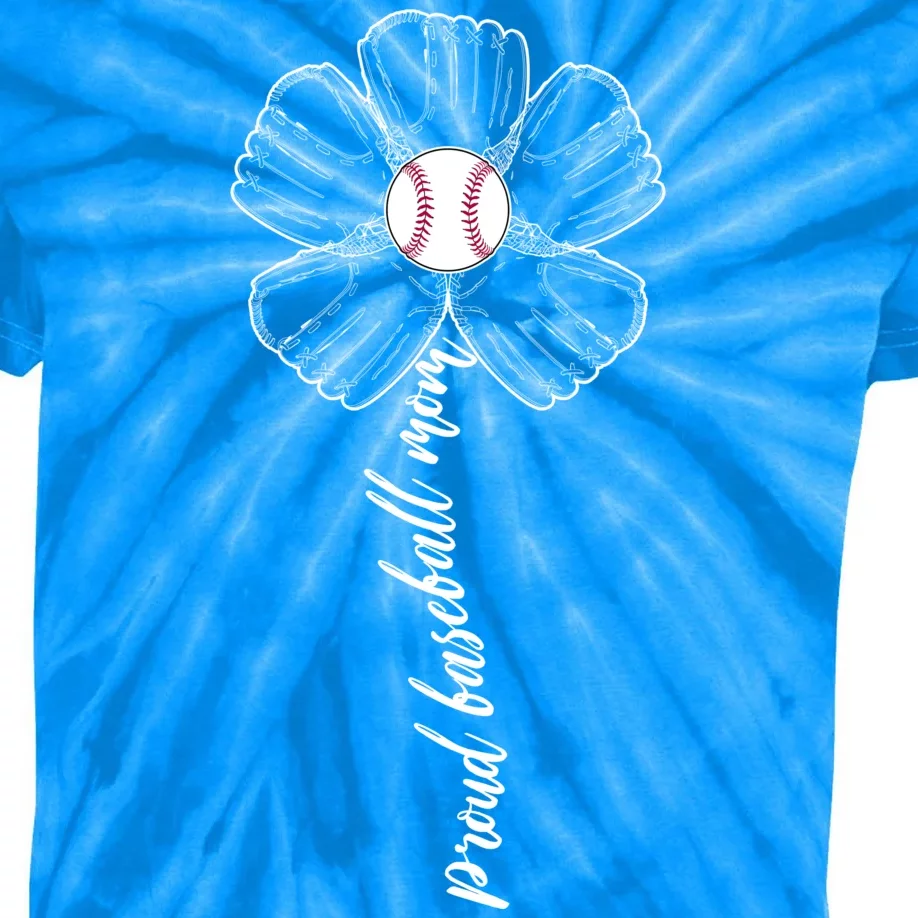 Proud Baseball Mom Flower Kids Tie-Dye T-Shirt