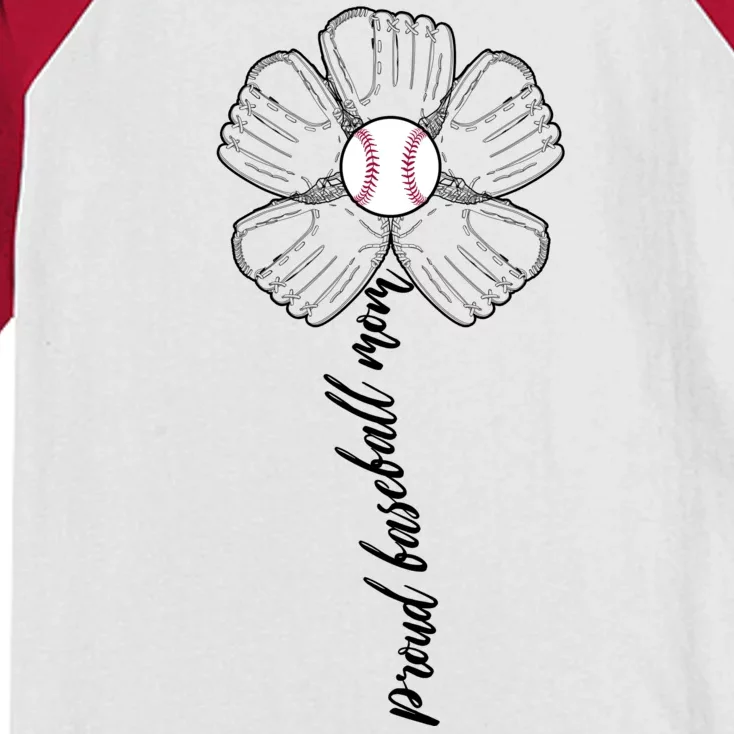 Proud Baseball Mom Flower Kids Colorblock Raglan Jersey