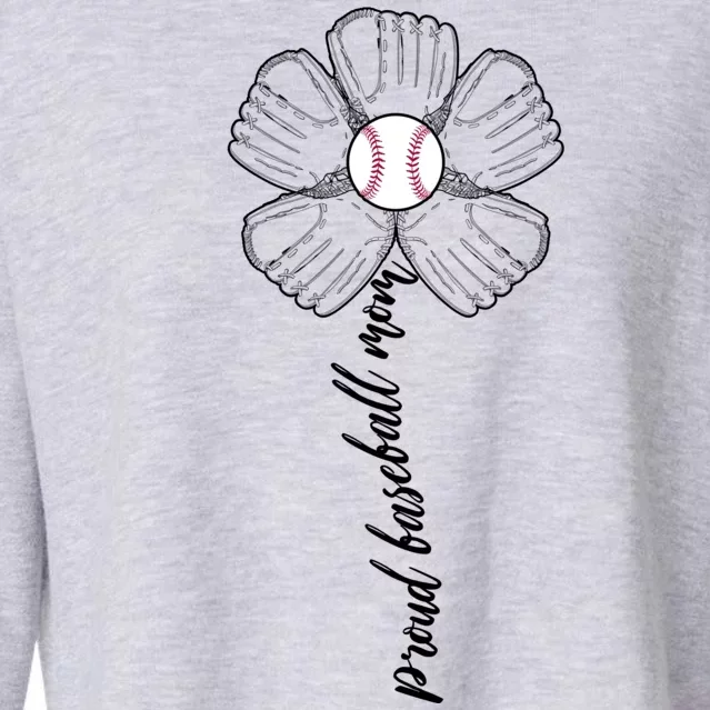 Proud Baseball Mom Flower Cropped Pullover Crew