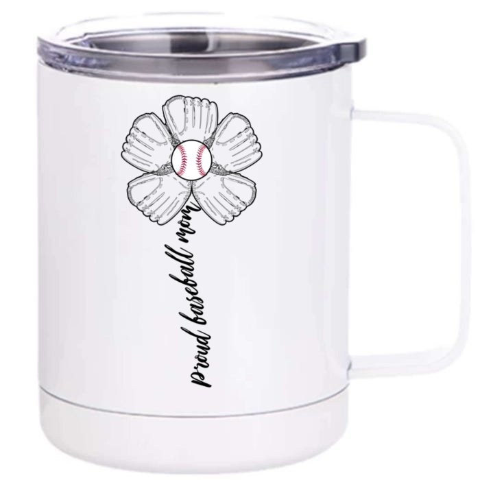 Proud Baseball Mom Flower Front & Back 12oz Stainless Steel Tumbler Cup