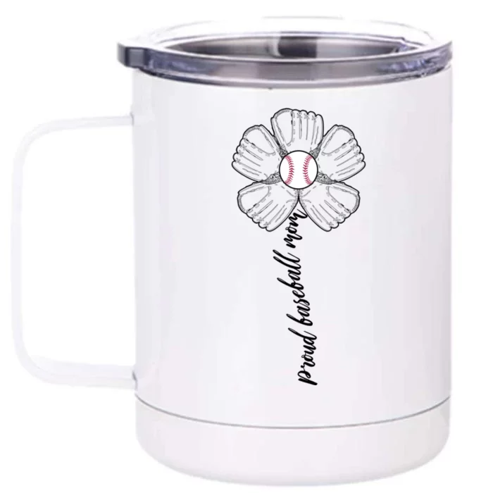 Proud Baseball Mom Flower Front & Back 12oz Stainless Steel Tumbler Cup