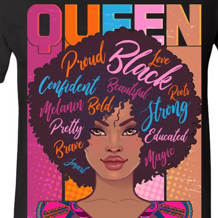 Proud Black African American Queen V-Neck T-Shirt