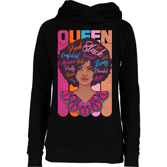 Proud Black African American Queen Womens Funnel Neck Pullover Hood