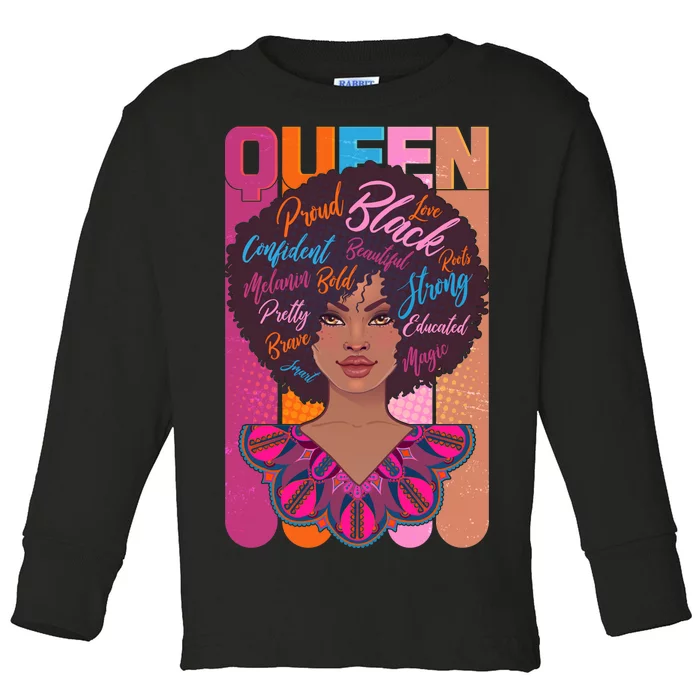 Proud Black African American Queen Toddler Long Sleeve Shirt