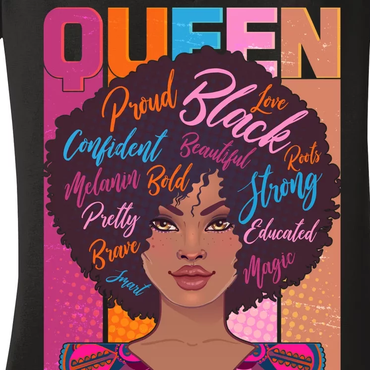 Proud Black African American Queen Women's V-Neck T-Shirt