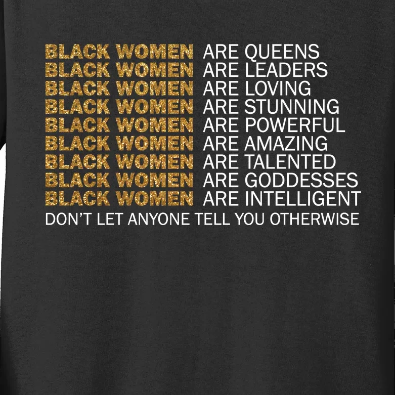 Proud Black Women Are Amazing Kids Long Sleeve Shirt