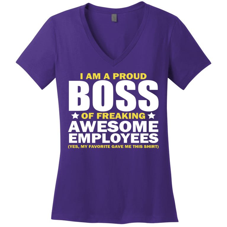 Proud Boss Of Freaking Awesome Employees Women's V-Neck T-Shirt
