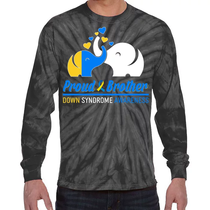 Proud Brother Down Syndrome Awareness Elephants Tie-Dye Long Sleeve Shirt