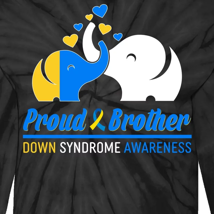 Proud Brother Down Syndrome Awareness Elephants Tie-Dye Long Sleeve Shirt