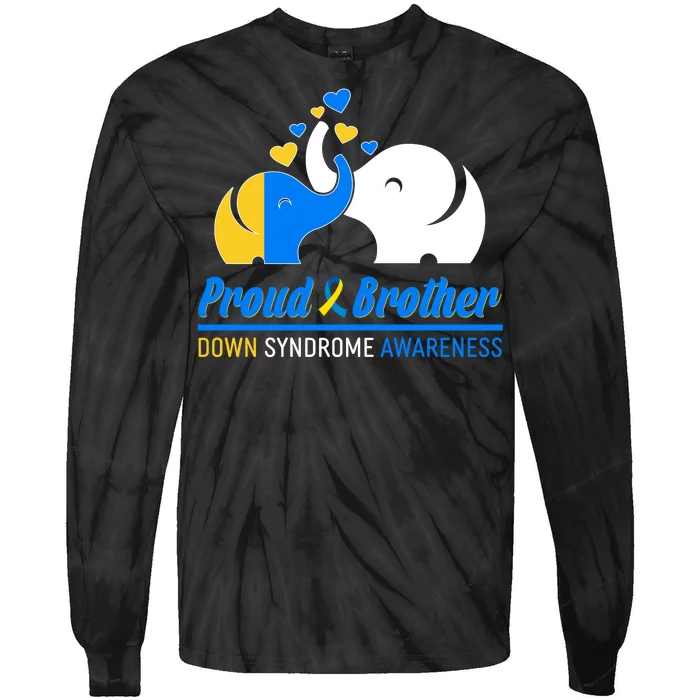 Proud Brother Down Syndrome Awareness Elephants Tie-Dye Long Sleeve Shirt