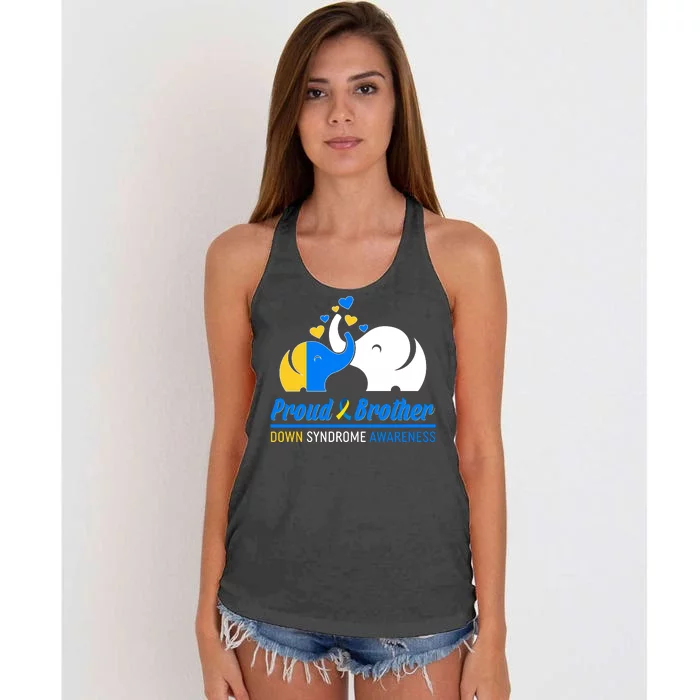 Proud Brother Down Syndrome Awareness Elephants Women's Knotted Racerback Tank