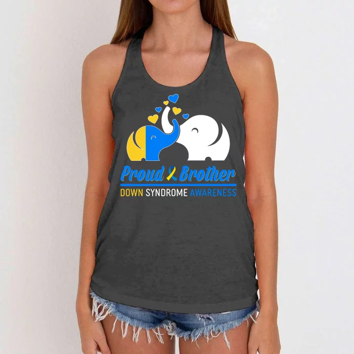 Proud Brother Down Syndrome Awareness Elephants Women's Knotted Racerback Tank