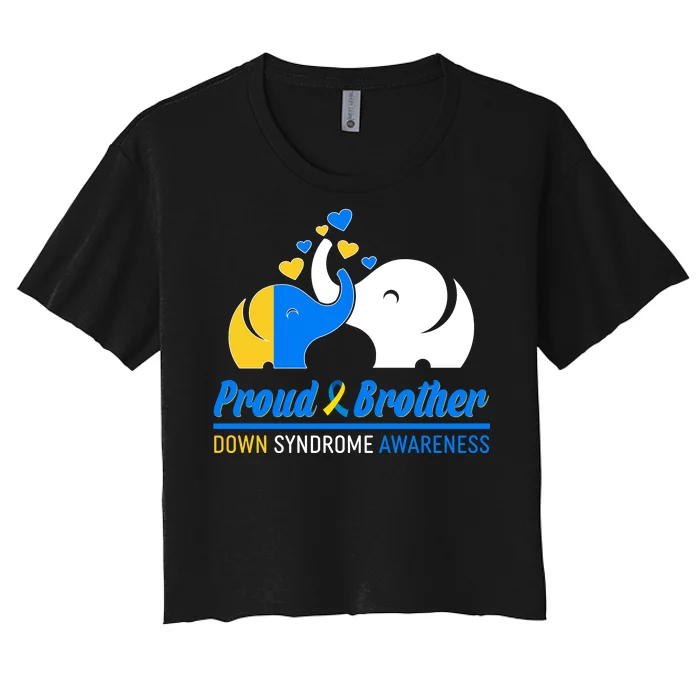 Proud Brother Down Syndrome Awareness Elephants Women's Crop Top Tee