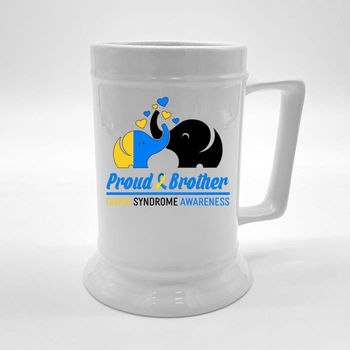 Proud Brother Down Syndrome Awareness Elephants Front & Back Beer Stein