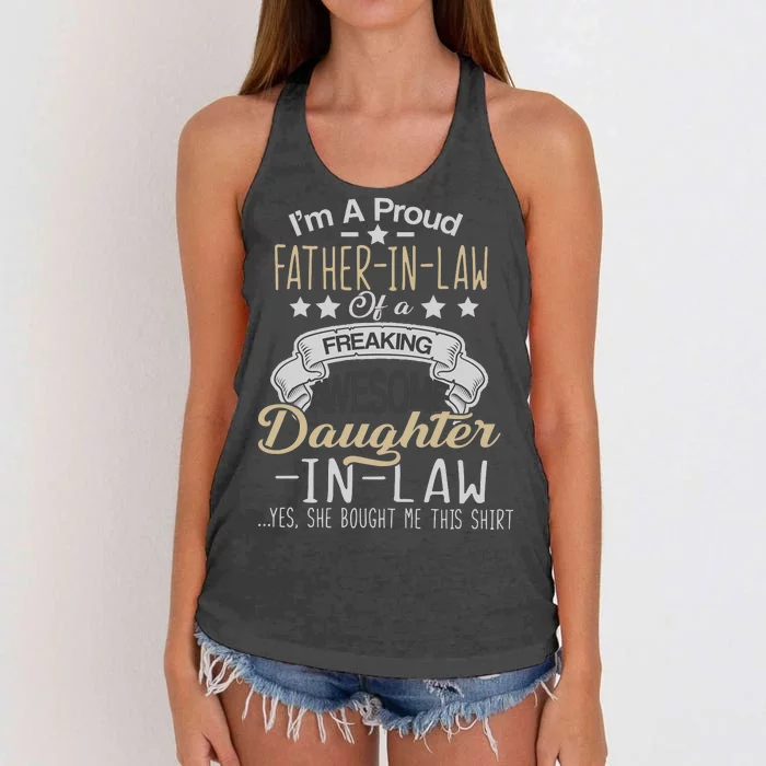 Proud Father In Law Of A Awesome Daughter-In-Law Women's Knotted Racerback Tank