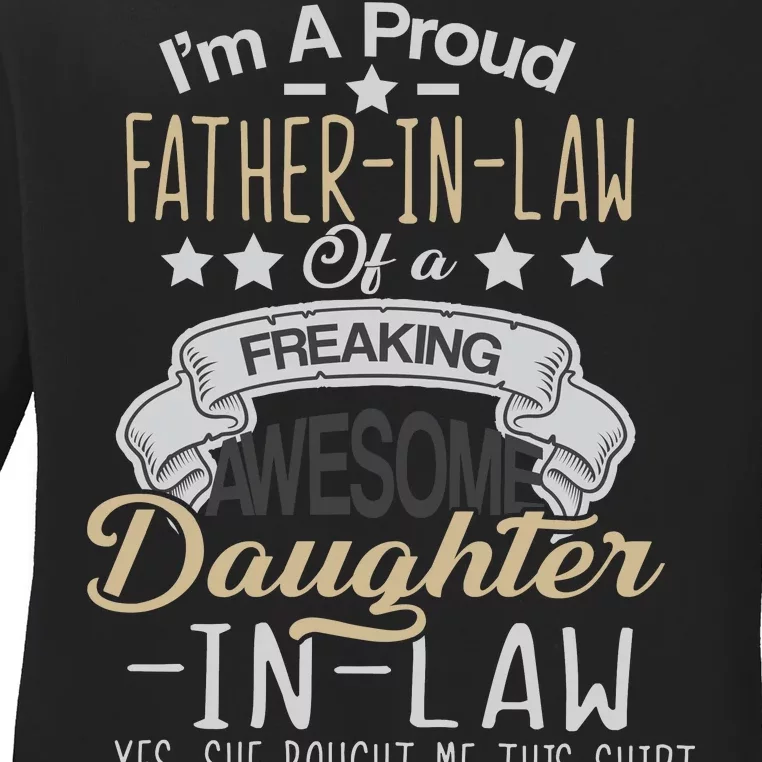 Proud Father In Law Of A Awesome Daughter-In-Law Ladies Long Sleeve Shirt