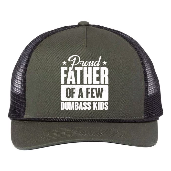 Proud Father Of Dumbass Kids Funny Dad Retro Rope Trucker Hat Cap