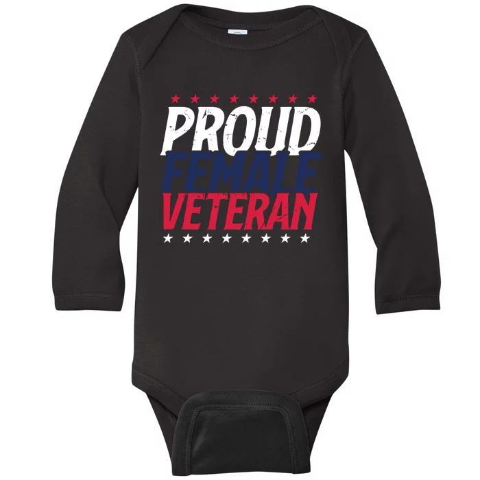 Proud Female Veteran Baby Long Sleeve Bodysuit