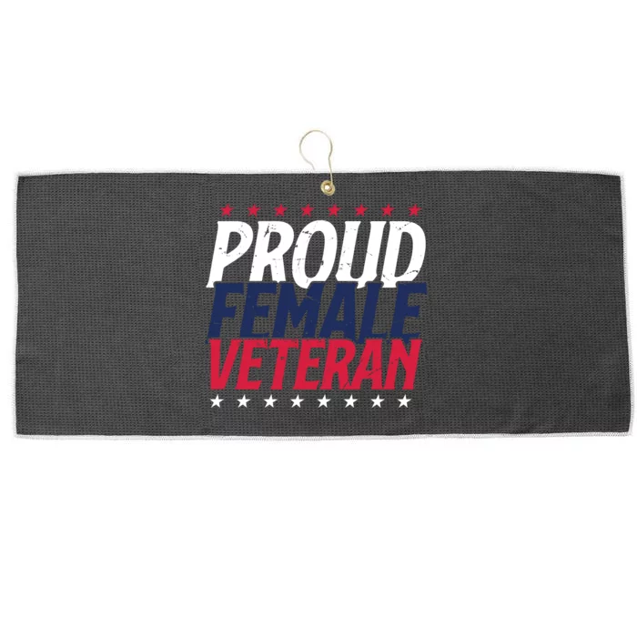 Proud Female Veteran Large Microfiber Waffle Golf Towel