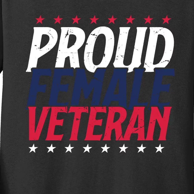 Proud Female Veteran Kids Long Sleeve Shirt