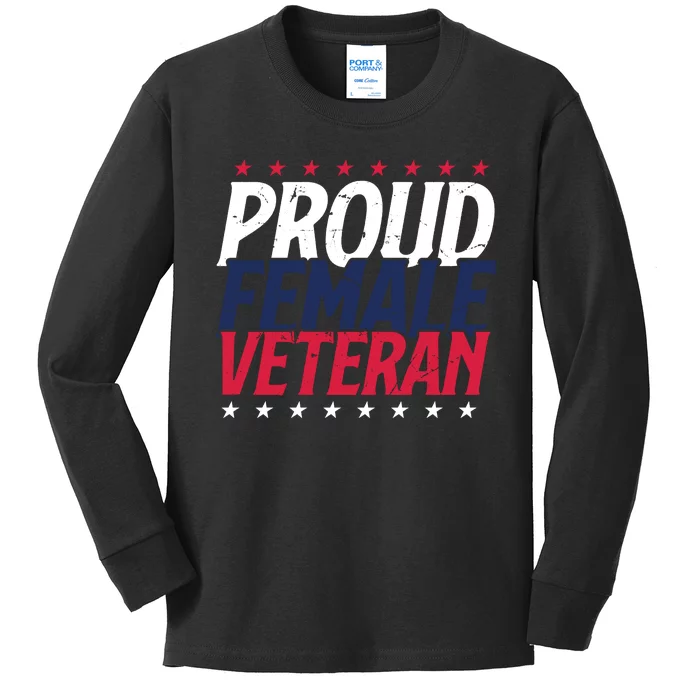 Proud Female Veteran Kids Long Sleeve Shirt