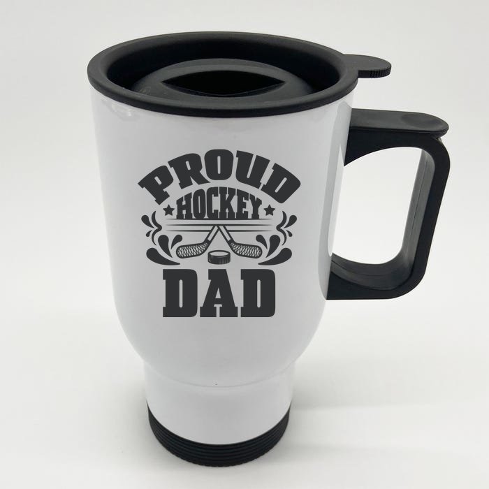 Proud Hockey Dad Front & Back Stainless Steel Travel Mug