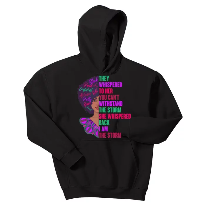 Proud Inspiring Black Woman I Am The Storm Kids Hoodie