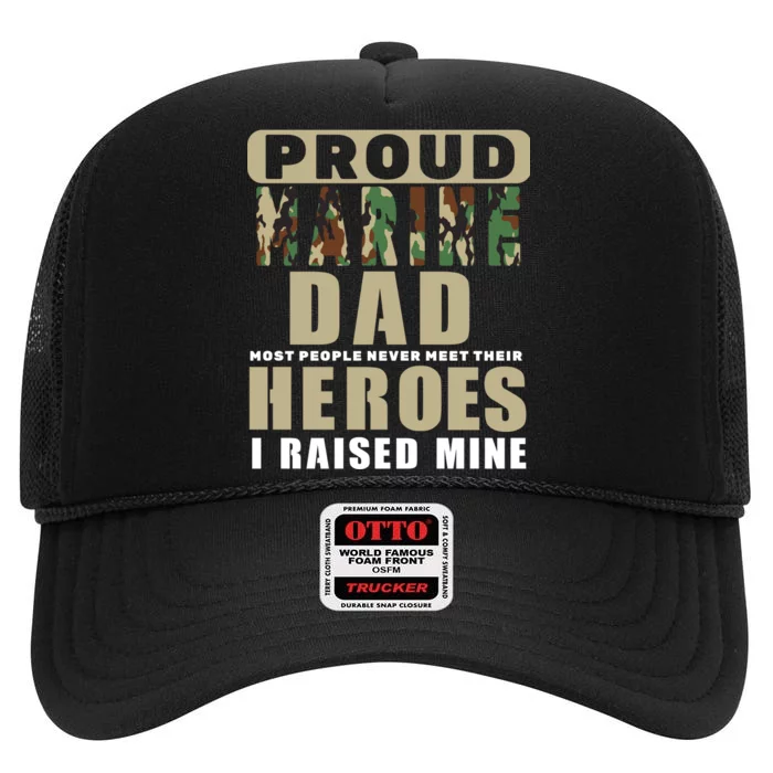 Proud Marine Dad High Crown Mesh Trucker Hat