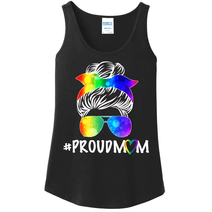 Proud Mom LGBT Rainbow Pride Ladies Essential Tank