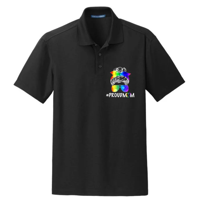 Proud Mom LGBT Rainbow Pride Dry Zone Grid Performance Polo