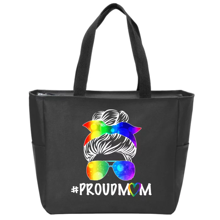 Proud Mom LGBT Rainbow Pride Zip Tote Bag