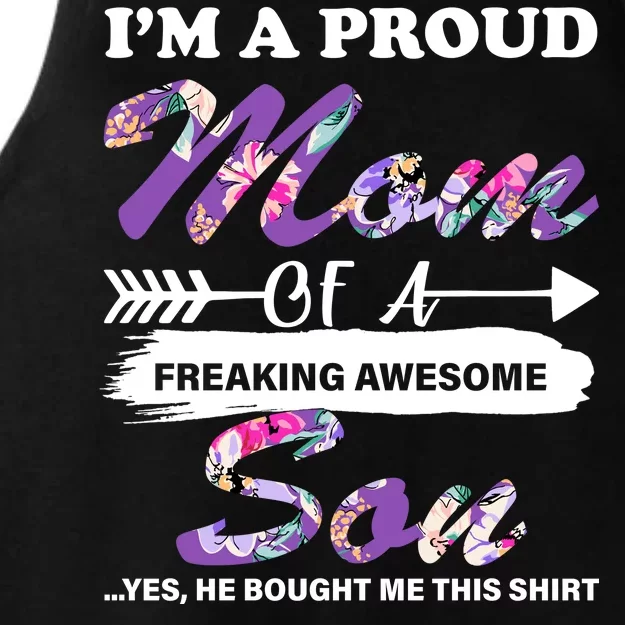 Proud Mom Of A Freaking Awesome Son Ladies Tri-Blend Wicking Tank