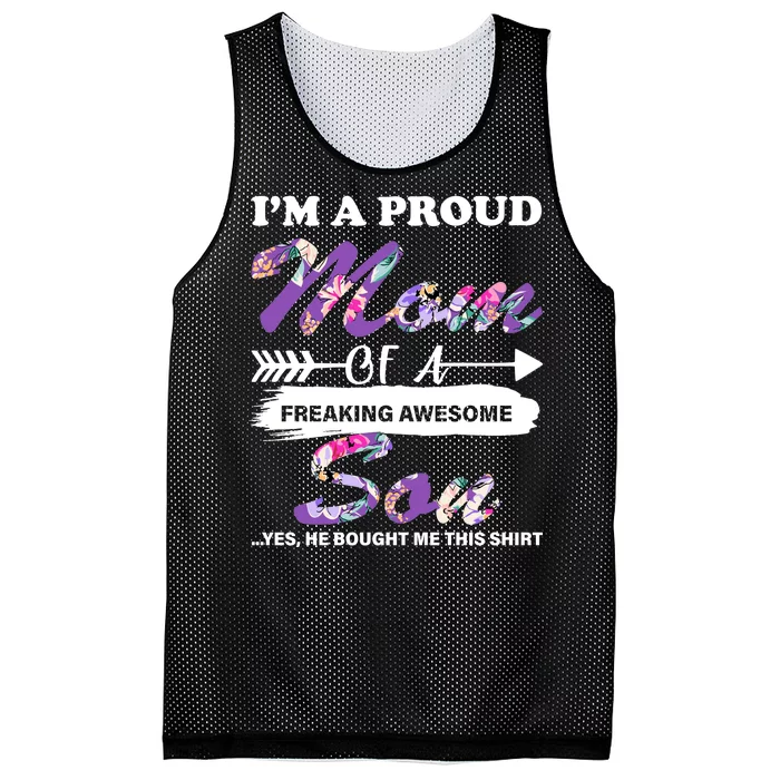 Proud Mom Of A Freaking Awesome Son Mesh Reversible Basketball Jersey Tank