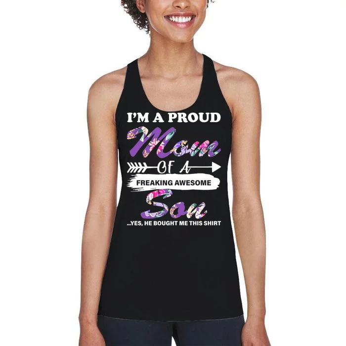 Proud Mom Of A Freaking Awesome Son Women's Racerback Tank