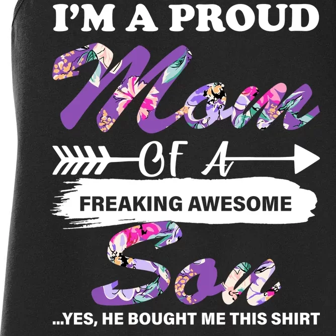 Proud Mom Of A Freaking Awesome Son Women's Racerback Tank